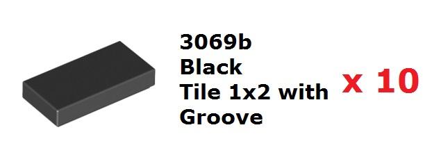 【磚樂】10個一組 LEGO 樂高 3069 306926 Black Tile 1x2 黑色 平滑板