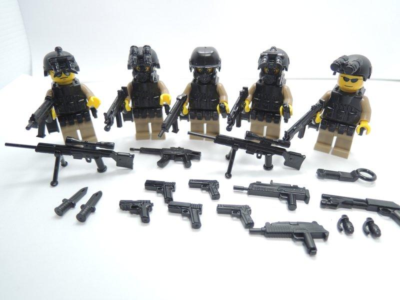 【玩具星球】海豹部隊 SWAT特警裝備 5個人偶含配件 (台灣製高品質LEGO樂高相容零件)