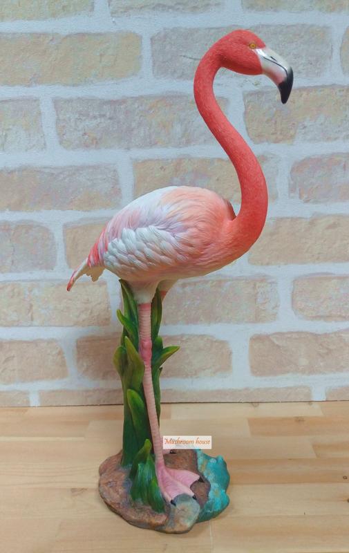 點點蘑菇屋 歐洲精品大型彩繪火烈鳥擺飾 紅鶴 火鶴 大型水鳥 精緻野生動物雕塑 塑像 禮品 現貨 免運費