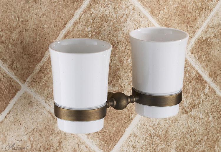 全銅豪華歐式 復古銅色雙杯架 刷牙杯套裝 漱口杯架 雙人 兩人 情侶 專用$550