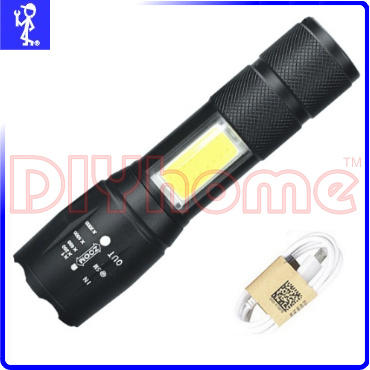 [DIYhome] COB 高亮度 LED 手電筒 USB充電式 附側邊照明 Y503981