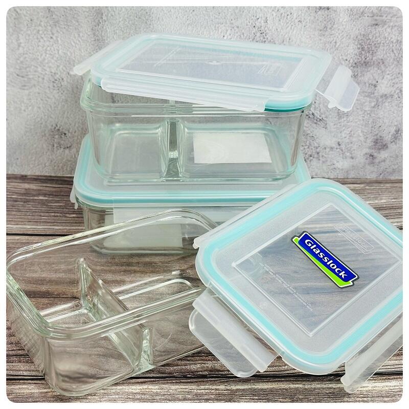 韓國製造 Glasslock 韓國 強化玻璃 分格保鮮盒 玻璃保鮮盒 便當盒 微波便當盒 保鮮盒 分類收納盒-省錢工坊-