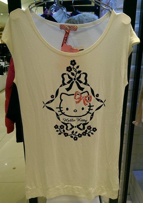 三麗鷗 Kilara KITTY水鑽米白色無袖長版T恤.洋裝