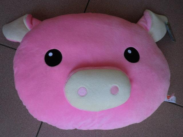 【nike100m】可愛動物園 小豬 粉紅豬 頭型 抱枕 車用 靠枕 午安枕 約40x28cm