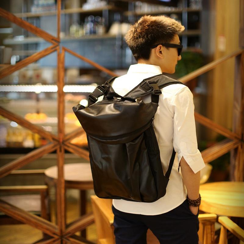 韓版 男士PU雙肩包 書包 休閒旅行包 時尚 雙肩背包 男包