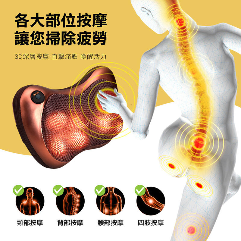 各大部位按摩讓您掃除疲勞3D深層按摩 直擊痛點 喚醒活力 頸部按摩背部按摩腰部按摩四肢按摩