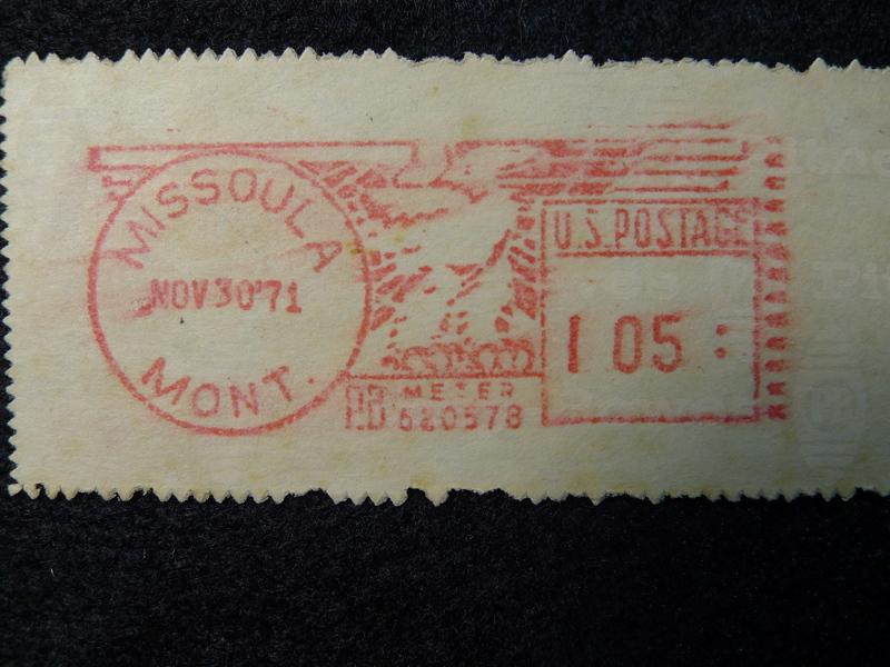 [收藏小品](集戳)1971年  US  MONT.MISSOULA 郵資機蓋戳 壹枚  P33