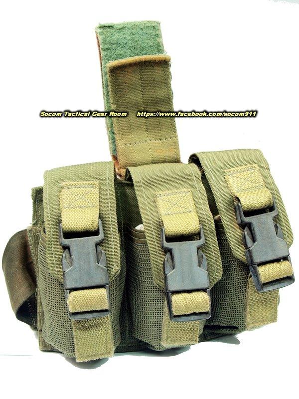 EAGLE 早期版網狀排水布料腿掛 三連 震撼彈 煙霧彈 袋 軍綠色 OD( M18 M116 CAG CIF ABA)