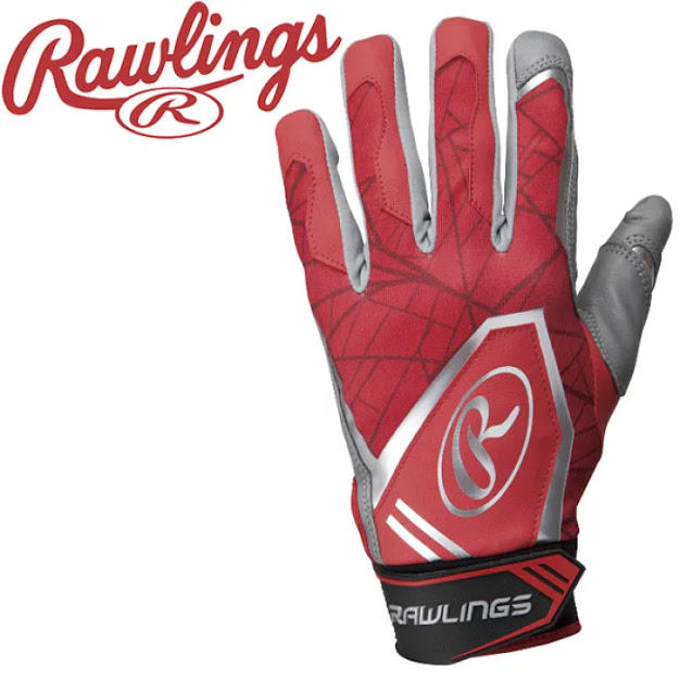貝斯柏~RAWLINGS 日本原裝進口 棒壘球打擊手套 打套 EBG8S01-RD 紅銀色天然皮革新款超低特價$950