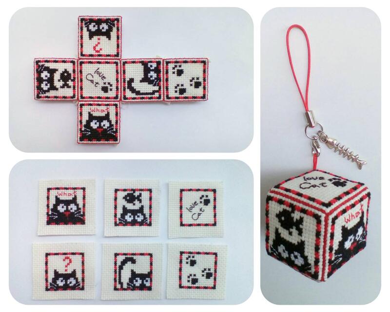 紫晶城 十字繡 黑貓  骰子 正方形 手機吊飾