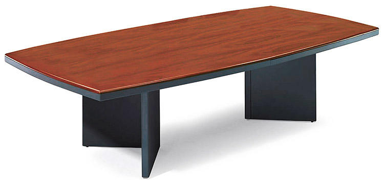 [ 家事達 ] OA-140-1 全木皮優質花梨木色船型會議桌-W210×D110×H75公分 特價 限送中部 