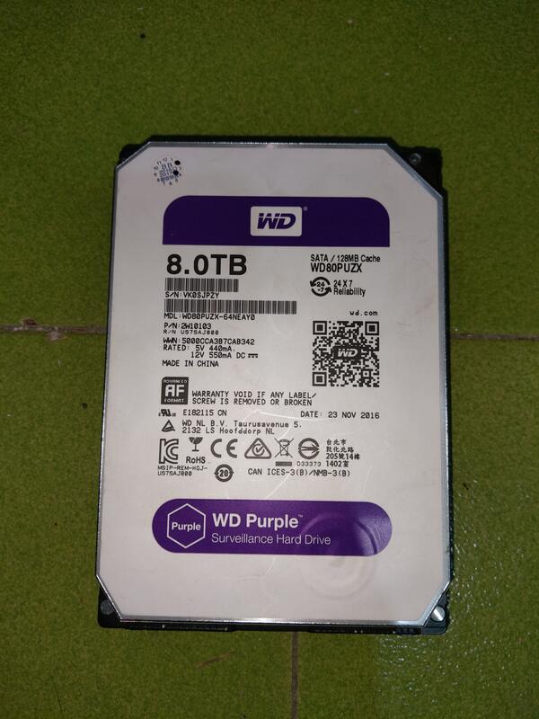 WD【紫標】8TB 3.5吋監控硬碟(WD80PUZX) 紫標 監控碟 過保2手良品