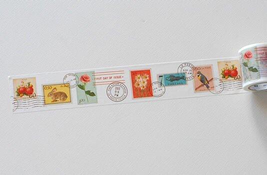 《散步生活雜貨-和紙膠帶系列》 日本進口 mt  郵票系列 紙膠帶 45mm 單捲-MTEX1P27