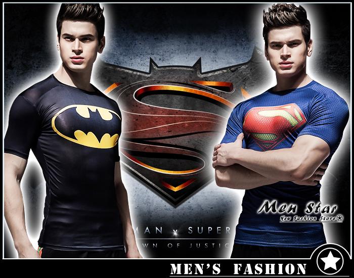 [免運費] 蝙蝠俠 對 超人 LOGO 彈力運動衣 排汗緊身服 健身服 棉質T桖 superman vs batman