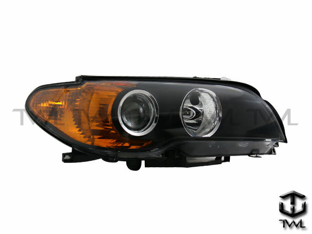 《※台灣之光※》全新BMW寶馬E46 2D 2門03 04 05 06年HID黑底魚眼投射黃色反光大燈頭燈
