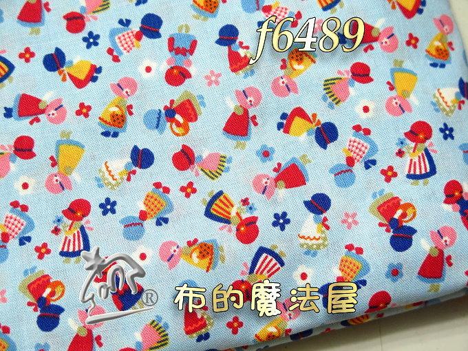 【布的魔法屋】f6489可愛蘇姑娘粉藍LECIEN日本進口布料純棉布料(蘇姑娘布料,日本拼布布料,進口布料)