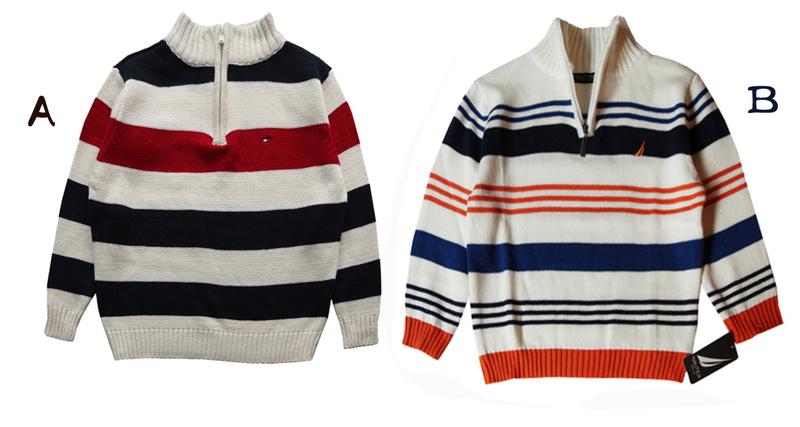 全新美國Nautica、Tommy Hilfiger條紋純棉毛衣，2-3歲穿，特價370元-小NG