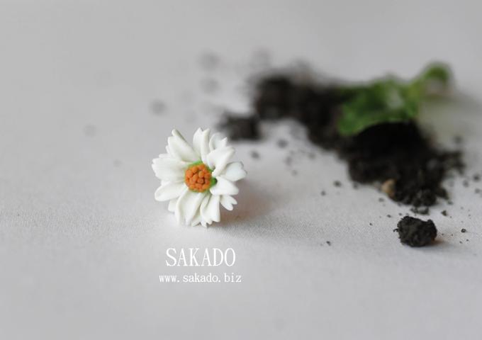 925純銀耳環-阪堂SAKADO-軟陶+純銀系列- 我就要你好好的--克拉克同款雛菊純銀耳釘