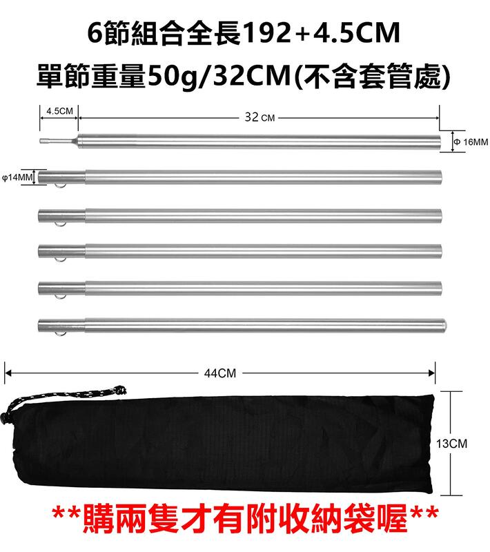【山道具屋】 7075 輕量鋁合金組合式營柱16mm/單節32CM(可置背包/機露.野營.帳篷天幕登山必備)