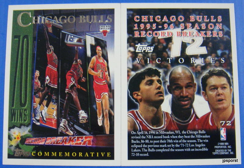 1996 Topps Commemorative Bulls 70 Wins Jordan #72