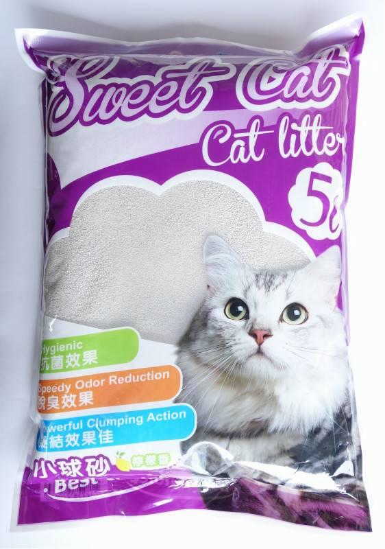 【優寵物】(7包合購賣場)Sweet Cat檸檬香貓砂(小球粒形)香性貓砂細球砂5L(約4.2公斤)/小球砂/細砂