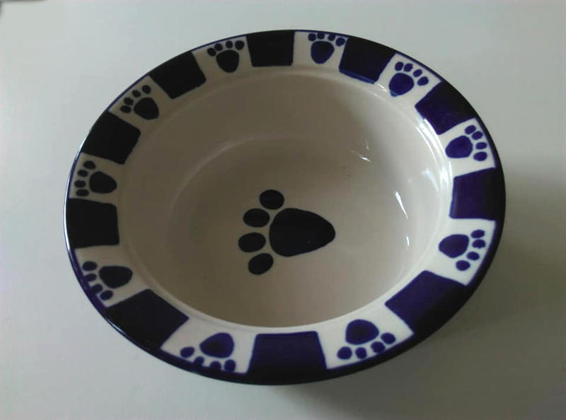 9成新 寵物貓狗食碗水碗瓷碗×2