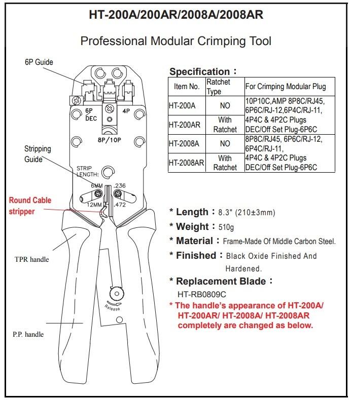 [含發票]HT-200AR 4/6/8/10P 電話線網路線壓著鉗Cat5 水晶頭 RJ-45 | 露天市集 | 全台最大的網路購物市集