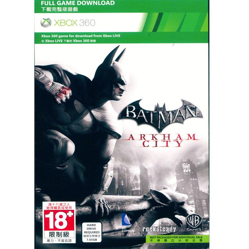 (數位下載卡) XBOX360 蝙蝠俠 阿卡漢城市 英文亞版 BATMAN ARKHAM CITY
