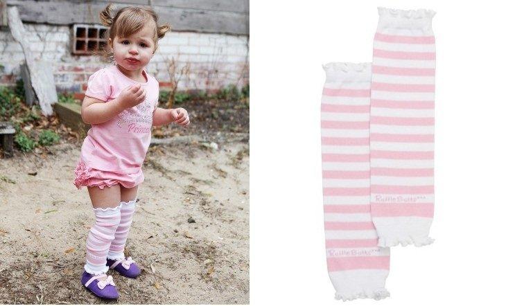 【HELLA 媽咪寶貝】美國 RuffleButts 甜美荷葉襪套_Girly Pink Stripe LW_粉白條紋襪套