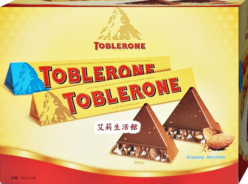 【艾莉生活館】COSTCO TOBLERONE 瑞士三角巧克力-脆杏仁+蜂蜜&奶油杏仁(100g*8入)《㊣附發票》