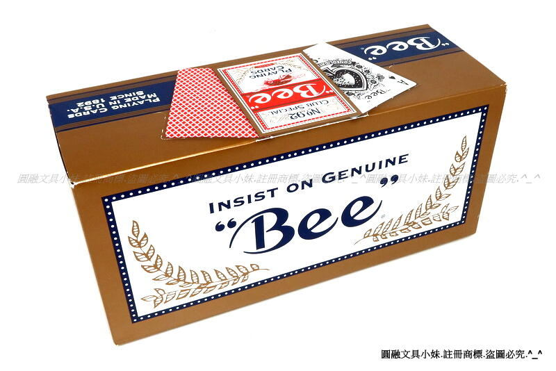【圓融量販】"Bee" 美國 92蜜蜂牌 世界銷售第一品牌 (12付入) 92 撲克牌 比賽用牌 桌遊