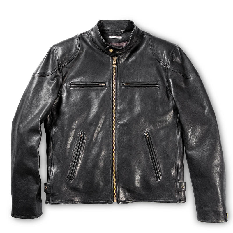【Shangri-La】70s 賽車夾克 黑茶芯羊皮衣/ Cafe Racer Black Leather Jacket