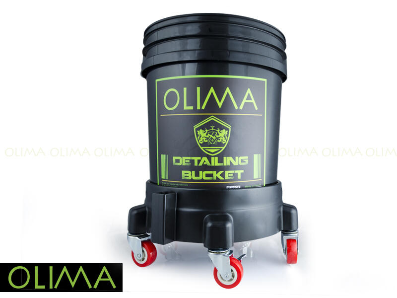 OLIMA 20公升黑色洗車水桶&底部工業級5顆式耐重滾輪&網狀型隔砂網@蛋塔車業