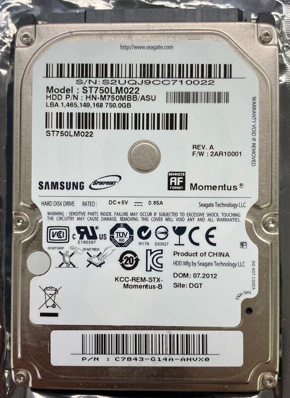 SEAGATE SAMSUNG 750GB 5400RPM 2.5"