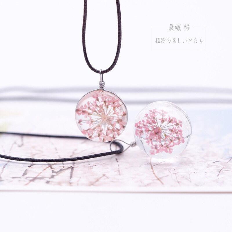 【晨曦貓】-Ammi majus- 乾燥花玻璃標本項鍊永生花飾品 項鍊 AN-0106