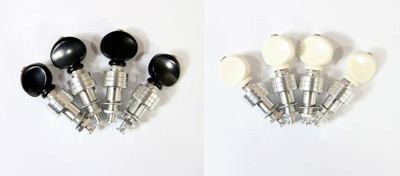 《Lupore》高級 輕量化台灣製 鍍鉻表面 直立式烏克麗麗弦鈕 齒輪比1:4 黑色/白色鈕 128C