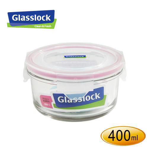 【RP525】韓製Glasslock強化玻璃保鮮盒 玻璃微波盒 圓型便當盒 -400ml_2059生活居家館