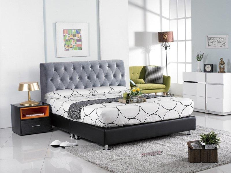 【DH】商品貨號N580-6品名稱 《安娜》5尺鐵灰色珍珠絨布雙人床片+床底。備有六尺。台灣製可訂做。主要地區免運費