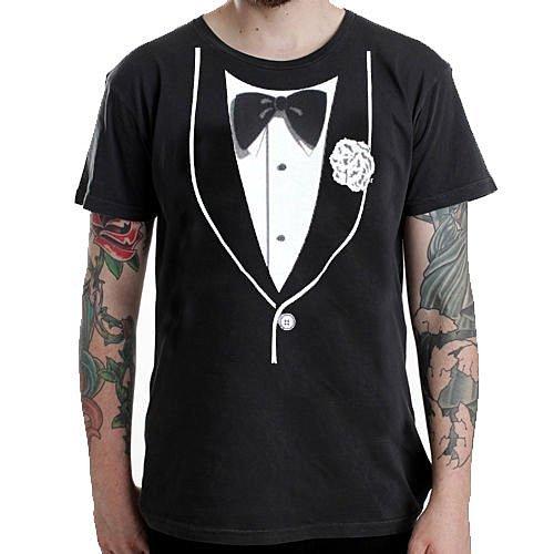 西裝T短袖T恤 黑色 趣味幽默紳士設計印花潮T