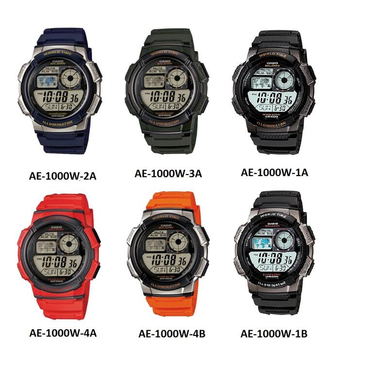 CASIO手錶專賣店十年電力AE-1000W-1A, 1B 地圖顯示防水100M全新公司貨附發票