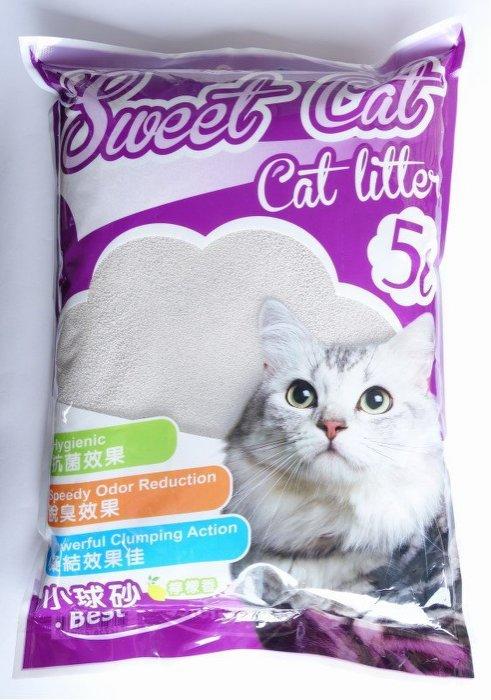 【優寵物】Sweet Cat檸檬香貓砂《小球形砂》香性貓砂細球砂/小球砂/細砂 5L(約4.2公斤)抗菌/脫臭/凝結