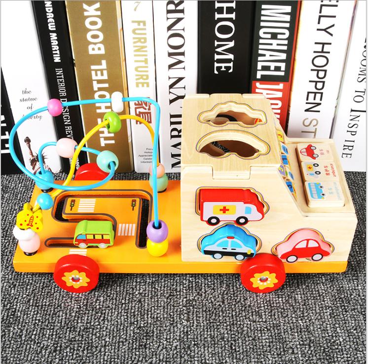 **悅好館**[現貨]  木製 多功能學習繞珠車 益智玩具 早教玩具 汽車玩具 兒童禮物
