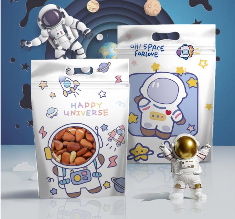 Amy烘焙網:10入/23x15/領航員立體側寬餅乾糖果自立夾鏈袋/太空人夾鏈袋/太空人自立袋
