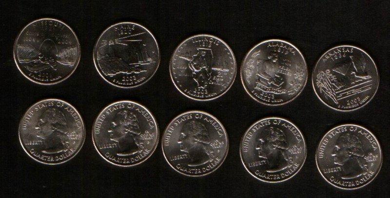 美國50州紀念幣，2003年10枚一組