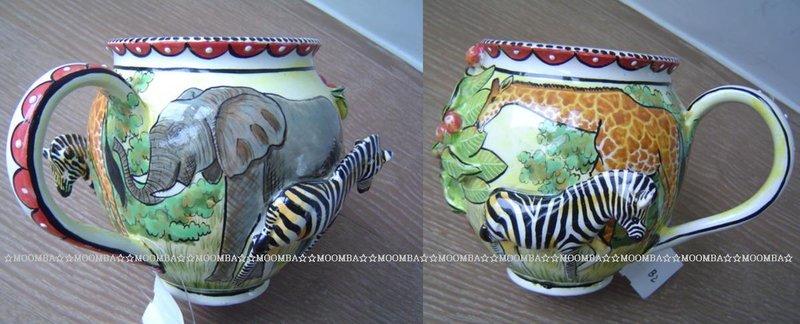 ☆MOOMBA☆ South Africa 南非 手工製 動物 彩繪 陶製品 牛奶壺 水壺 - 斑馬 長頸鹿 大象 INTU-ART MILK JUG (LARGE)