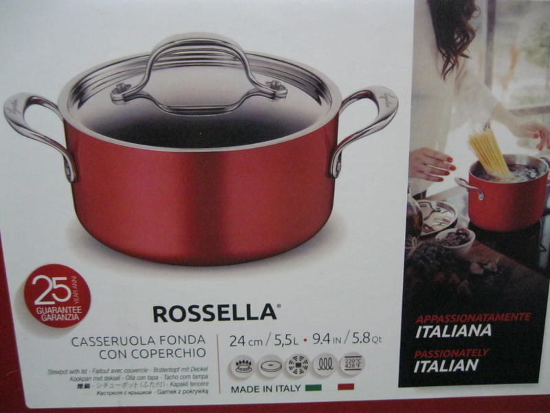 【Lagostina 樂鍋史蒂娜】ROSSELLA時尚紅系列24CM不鏽鋼雙耳燉鍋(加蓋)