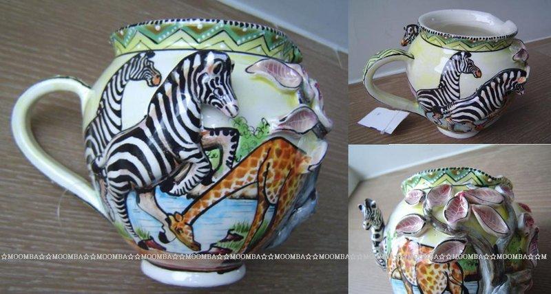 ☆MOOMBA☆ South Africa 南非 手工製 動物 彩繪 陶製品 牛奶壺 水壺 - 斑馬 長頸鹿 INTU-ART MILK JUG (LARGE)