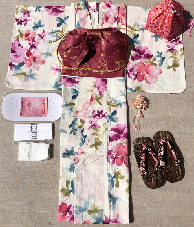和服全棉日本和服浴衣腰部折疊正宗和服浴衣
