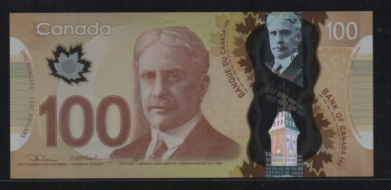 【低價外鈔】加拿大2011 (2021)年  100Dollars 加幣 塑膠鈔一枚 新版簽名樣式~