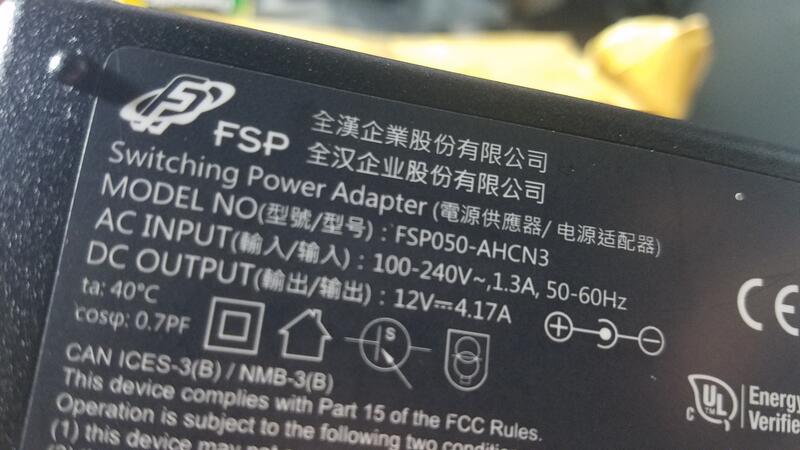 台灣全漢 FSP 12V 4.17A 50W 附電源線 變壓器 穩壓器 監控電源 LED電源 相容於 3A 2A 1A